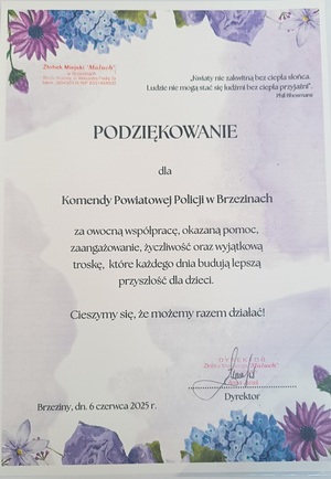 podziękowania  w formie dyplomu.