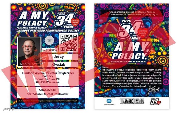 Etykieta z reklamą WOŚP.